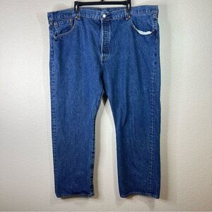 Levis Mens 501 Straight Jeans Medium Wash Denim Pocket‎ 100% Cotton Blue 46x30